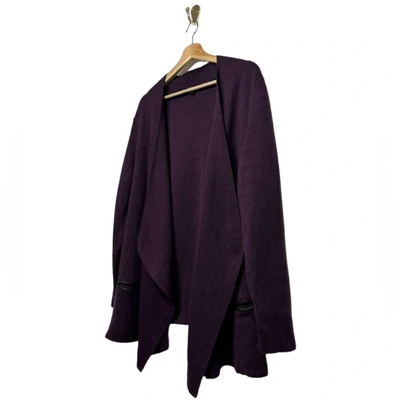 EILEEN FISHER 100% Merino Wool Sweater Cardigan Purple 1X - Picture 6 of 11